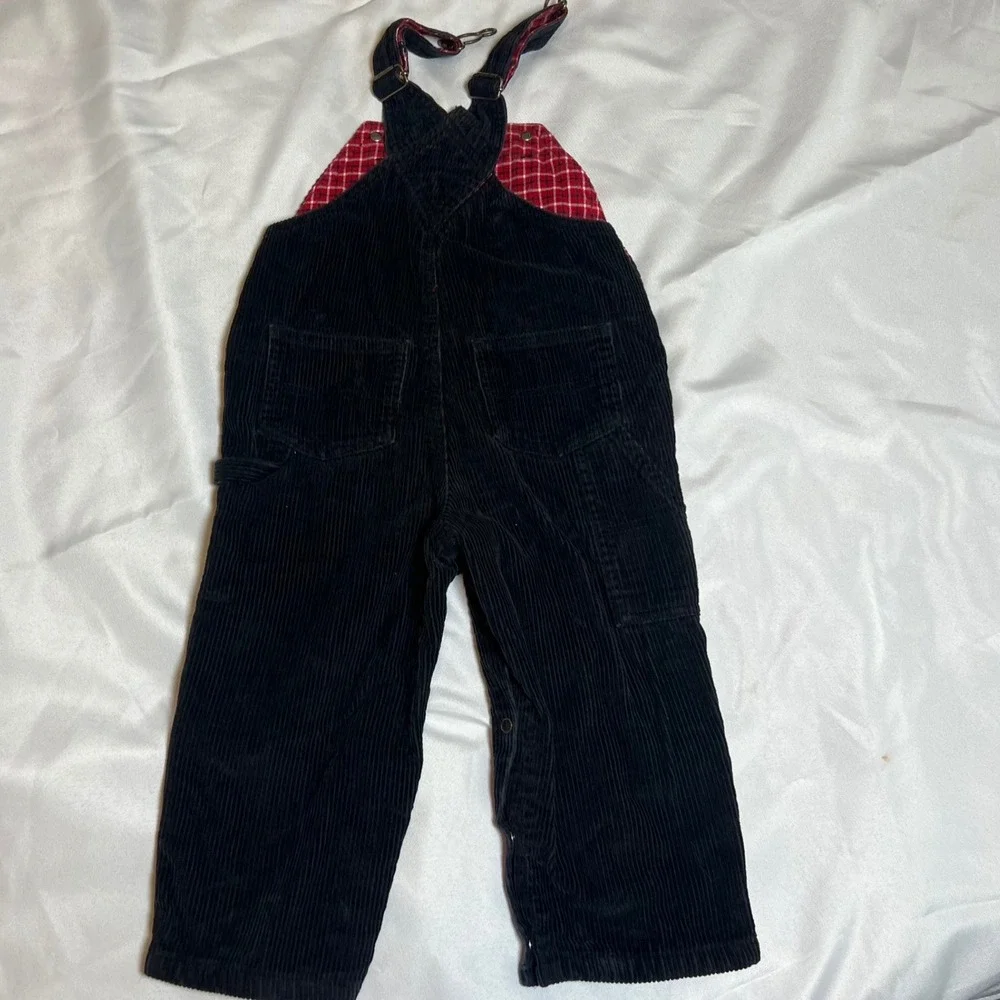 Old Navy Baby Khakis Black Corduroy Flannel Lined Overalls 18-24 Months XL‎